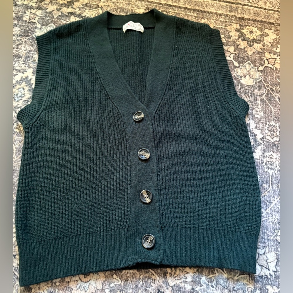 Vintage Dark Green Sleeveless Sweater Vest
